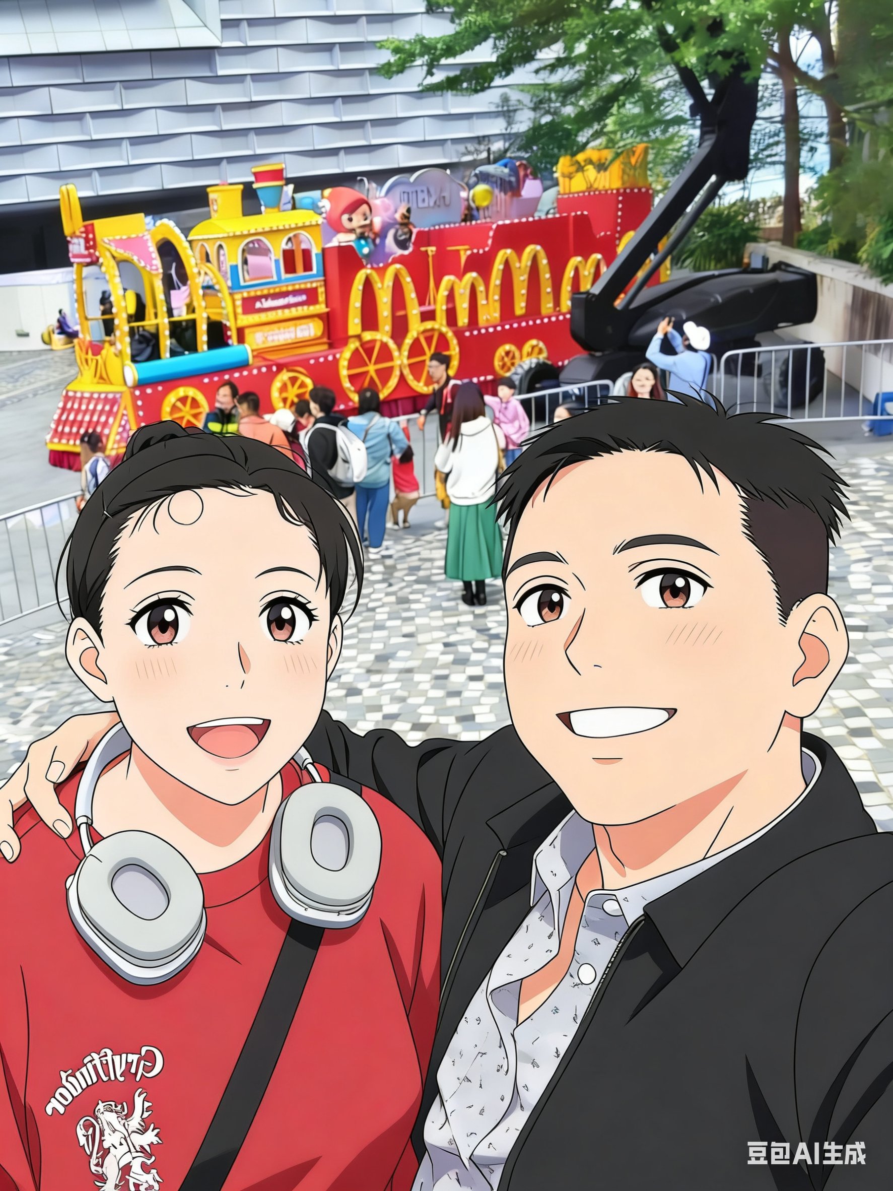 主人和大囡Renae在尖沙咀看花車巡遊