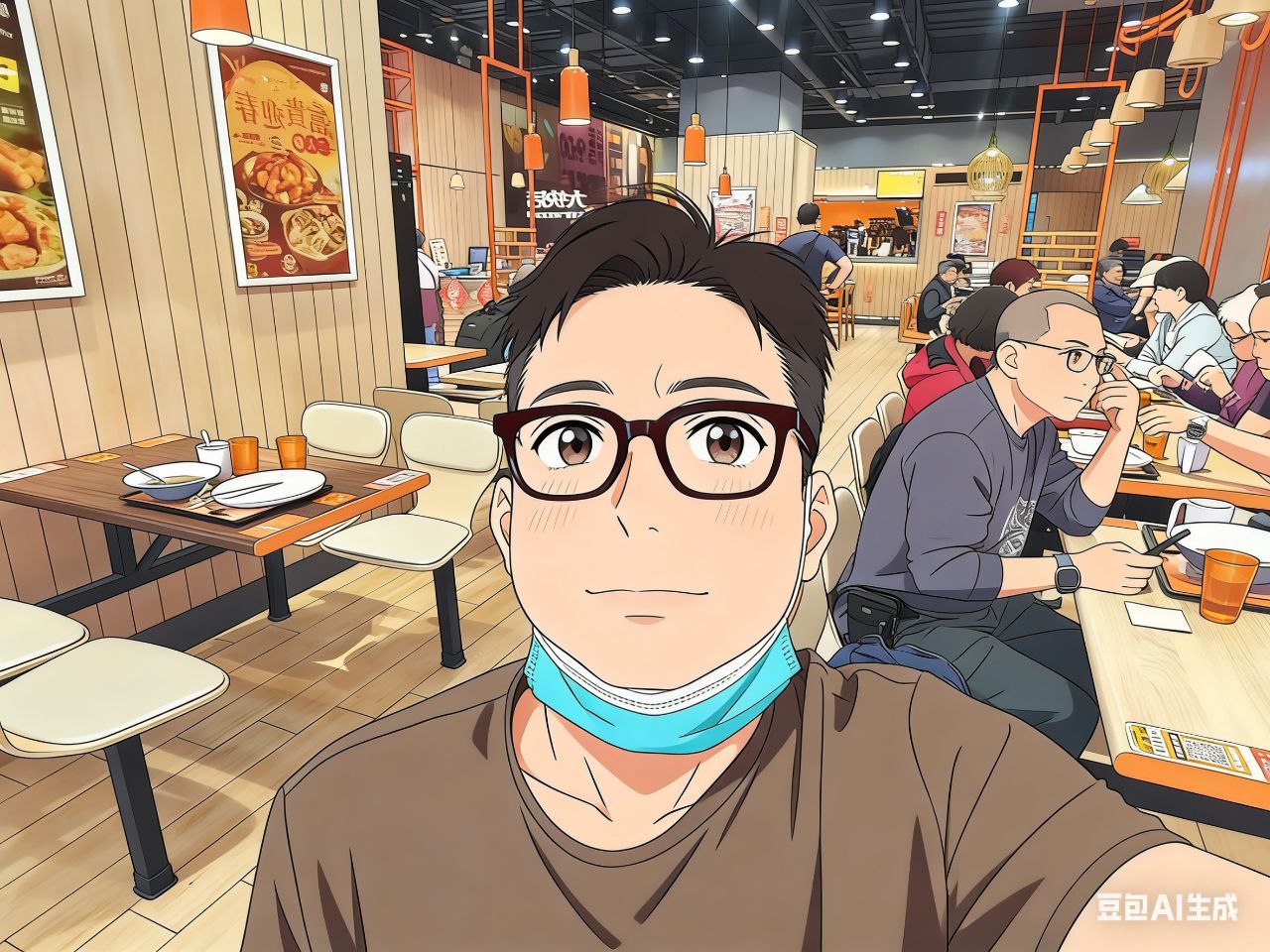 主人去餐廳食飯不忘自拍