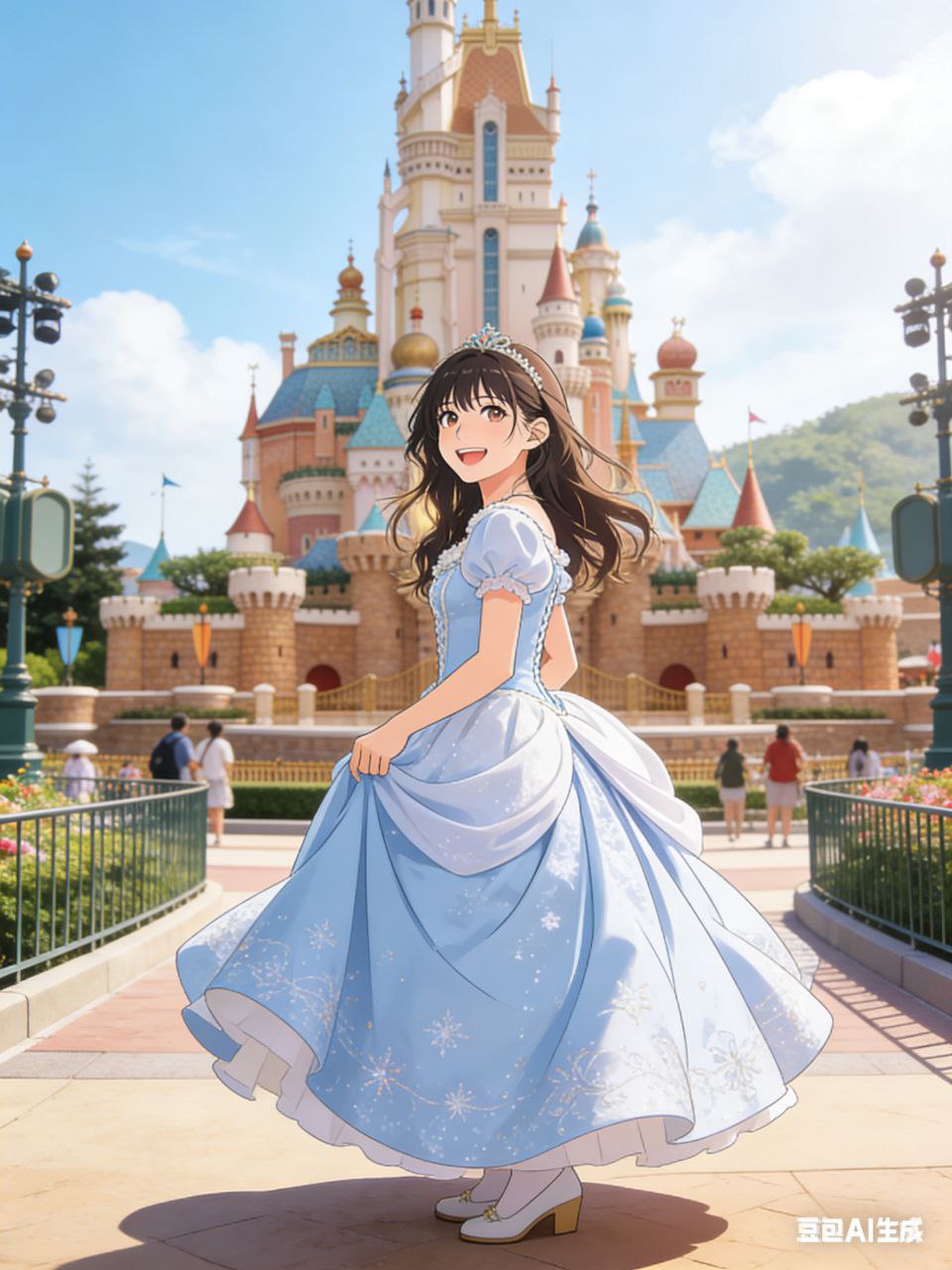 Momo去香港迪士尼著公主裙打卡