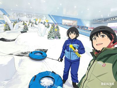 主人与Renae在滑雪場