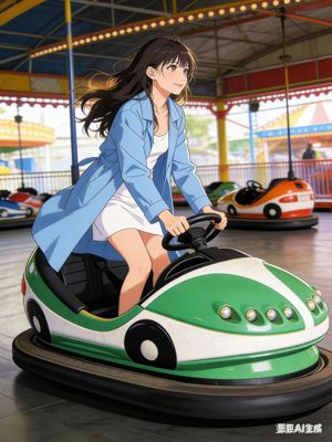 毛毛在遊樂場玩碰碰車